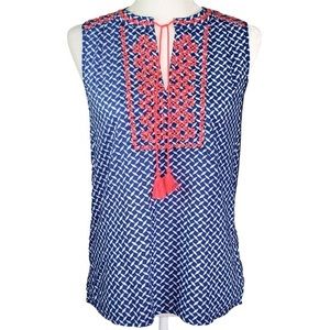 J Crew Printed Embroidered Sleeveless Top
